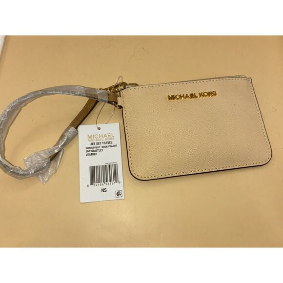 NWT MICHAEL MICHAEL KORS JET SET TRAVEL 32H5GTVW1T NUDE/PEANUT Wristlet Leather - Picture 4 of 10